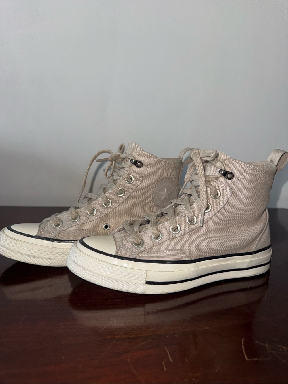Converse High-Top Sneakers in Light Beige
